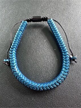 Nogu Serpentine | Cobalt Hematite x Gunmetal | Double Wave Bracelet